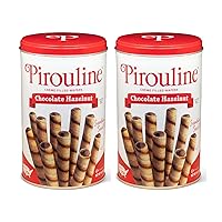 Rolled Wafers – Chocolate Hazelnut – Rolled Wafer Sticks, Crème Filled Wafers, Rolled Cookies for Coffee, Tea, Ice Cream, Snacks, Parties, Gifts, and More – 14.1oz Tin 2pk