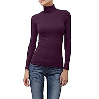 NE PEOPLE Womens Light Weight Basic Long Sleeve Turtle Neck Ribbed Shirt (S-3XL)