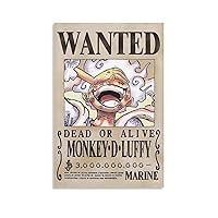 Anime Cartoon Monkey D. Luffy Latest 3 Billion Bailey Wanted Poster Fifth Gear Sun God Nika Form Can Canvas Wall Art Prints for Wall Decor Room Decor Bedroom Decor Gifts 16x24inch(40x60cm) Unframe-s