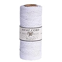 Hemptique Hemp Cord - Made with Love - Crafter’s #1 Choice – Eco Friendly – Plant Hanger - Scrapbooking – Gardening – Macramé – Home Decor (White, 1 Pack)