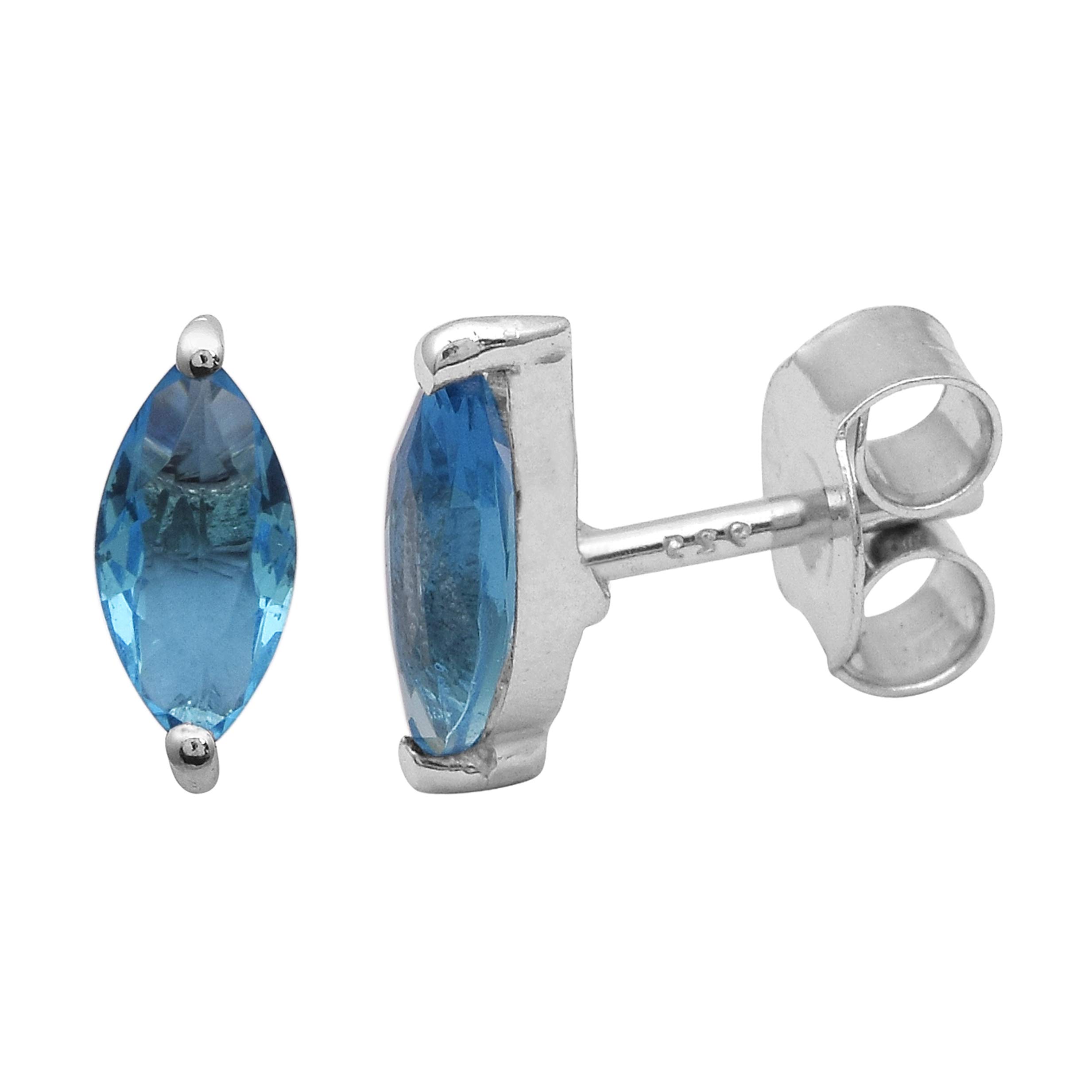 Marquise Cut London Blue Topaz Hydro Stone 925 Sterling Silver Stud Earring