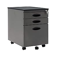 Calico Designs Metal Full Extension, Locking, 3-Drawer Mobile File Cabinet Assembled (Except Casters) for Legal or Letter Files with Supply Organizer Tray in Pewter