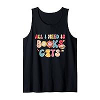 Groovy Style Cat Kitten Lover, All I Need Is Books And Cats Tank Top