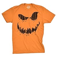 Mens Pumpkin Face T Shirts Funny Halloween Jack O Lantern Spooky Smile Tees for Guys