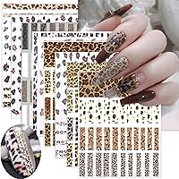 8Sheets Leopard Nail Stickers for Nail Art,3D Self-Adhesive Designer Nail Art Supplies for Leopard Frensh Nail Decals Leopard Print for Nail Art Design, Nail Stickers for Girls DIY Nail Art Decoration