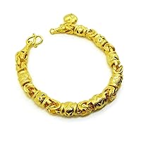 Heart Beaded Lovely Gold Bangle 24k Gold Plated Thai Baht Yellow Gold GP Filled Bracelet 7 Inch Jewelry Women