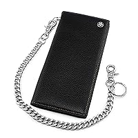 Biker Rock Star stud Mens Card Money Leahter Wallet with Chain