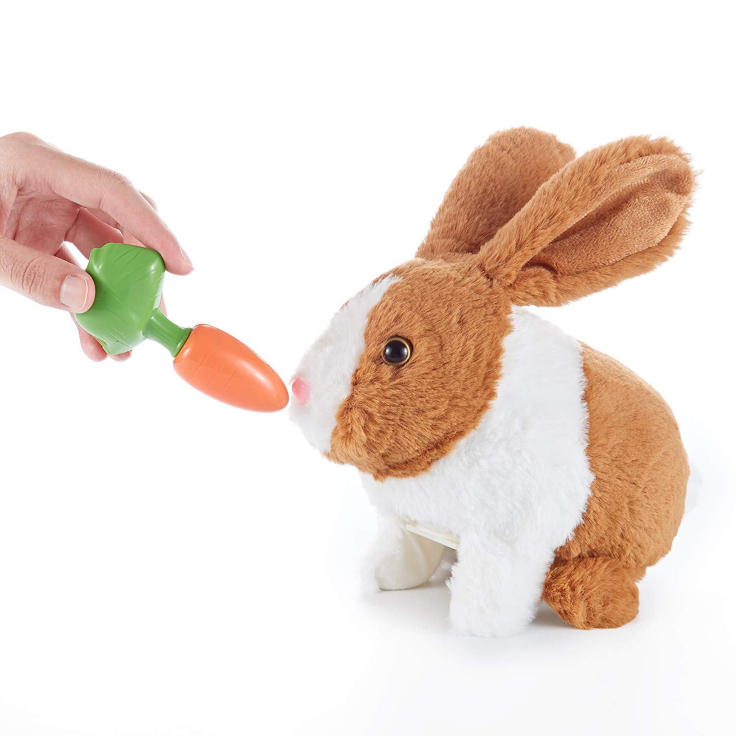 Think Gizmos Plush Rabbit Pet Toy – Cuddle Soft, Furry, Interactive Toy Animal, Hops Around Plus Comes with Pretend Play Carrot