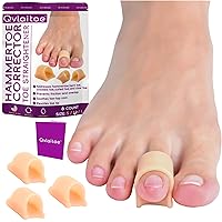 Medium Hammer Toe Straightener, 6 Count Toe Straighteners for Curled, Crooked, Bent, Claw Toes, Hammer Toe Corrector for Women and Men, Gel Toe Cushion and Corrector, Medium Size, Beige