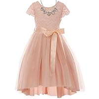 BluNight Cap Sleeve Floral Lace Tulle Party Wedding Bridesmaid Flower Girl Dress