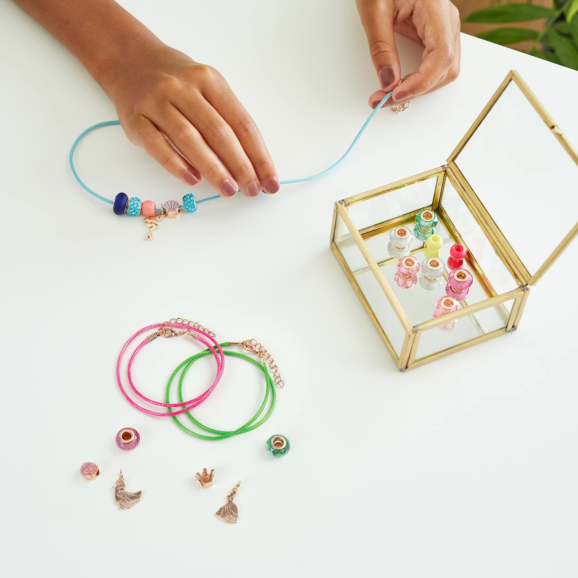 Make It Real - Ultimate Princess Royal Jewels and Gems - DIY Charm Bracelet Making Kit with Disney Princess Charms - Arts & Crafts Bead Kit for Girls & Teens - Makes 3 Bracelets - Ages 8+
