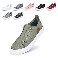 JENN ARDOR Women's Slip On Fashion Sneakers No Laces Comfortable Casual Low Canvas Sneakers Flats Walking Shoes