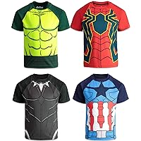 Marvel Avengers Spider-Man Mech Strike 4 Pack Cosplay Athletic T-Shirts Toddler to Big Kid Sizes (2T - 18-20)