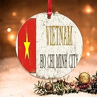 Flag Ornament - Ho Chi Minh City Xmas Tree Ornament National Flag Acrylic Xmas Tree Ornament Holiday Keepsake Vietnam Gift Flag Christmas Decorations for Tree to Family