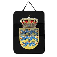 Coat Arms of Denmark Kick Mats Back Seat Protector Car Seat Back Protector with Storage Pockets