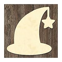 Unfinished Wood Halloween Hat Shape Wooden Cutout Art DIY for Kids, Wood Embellishments Crafts for DIY for Classroom Decoration Halloween Holiday Party Supplies, 3PCS Home Decor Signs