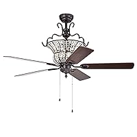 Warehouse of Tiffany CFL-8154BR/NS Charla II 3 Crystal 5 52-inch Brown (2 Color Option Blades) Lighted Ceiling Fan