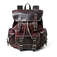 16 Inch Full-Grain Leather Laptop Travel Backpack for Men and Women