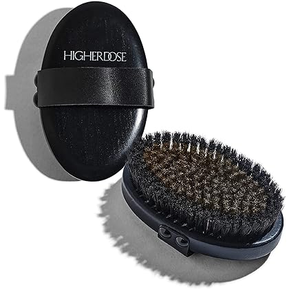 HigherDOSE Supercharge Copper Body Brush - Lymphatic Drainage Brush to Accelerate Drainage of Toxins & Fat - Exfoliating Brush to Reduce Cellulite & Soften Skin - Dry Brush with Ion Charged Bristles