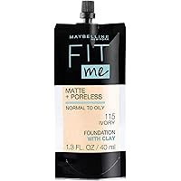 Maybelline New York Fit Me Matte + Poreless Liquid Foundation, Pouch Format, 115 Ivory, 1.3 Ounce
