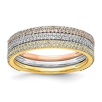 14k Tri color Gold Diamond Trio Stackable Rings Size 7 Jewelry for Women