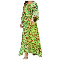 Womens Dresses Large Size Loose Casual Printed Long Sleeve Round Neck Pullover Tops with High Waist Long Skirts Sets