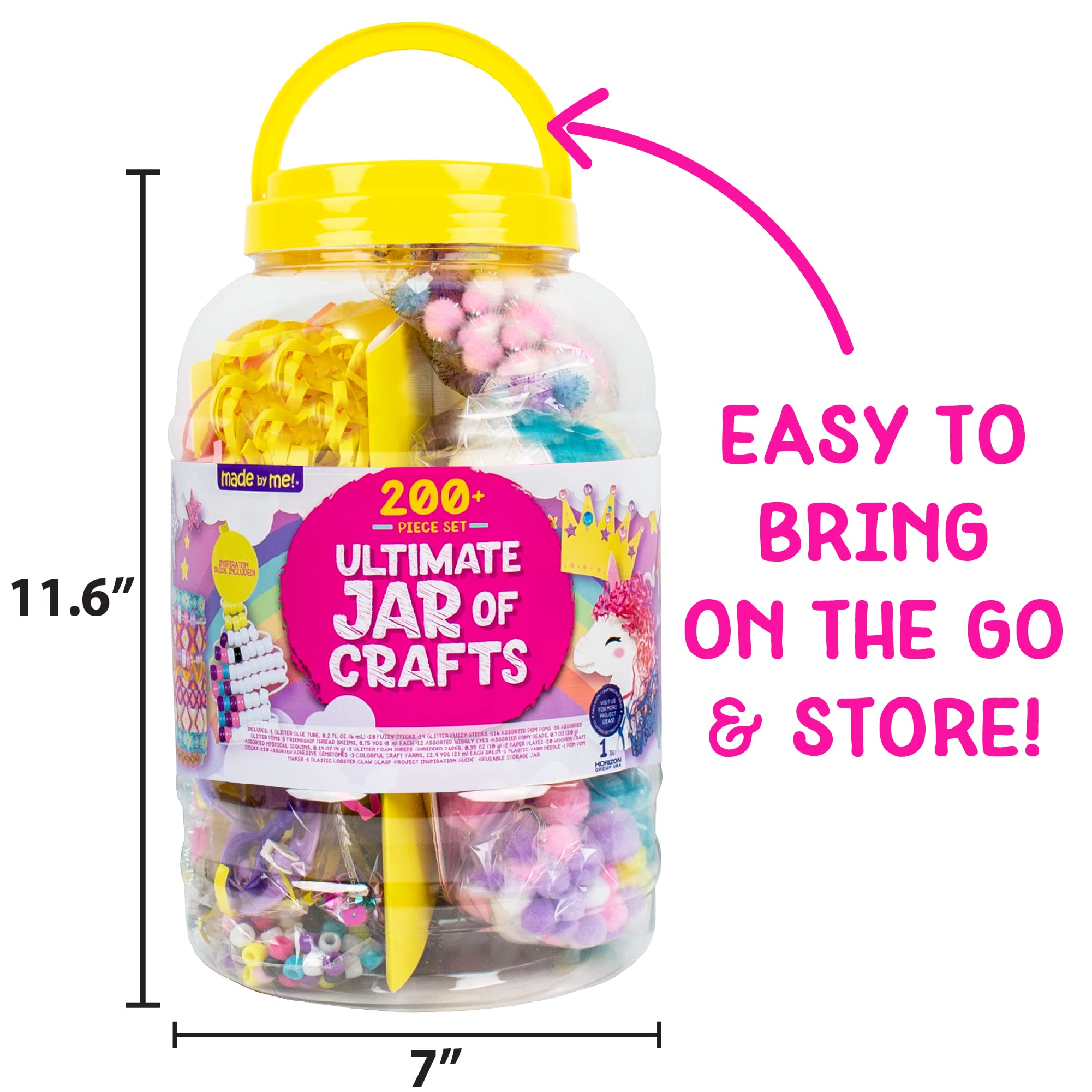 Made By Me! Ultimate Jar of Crafts, 200+ Piece Mystical Craft Supply Bundle, Craft Supplies Starter Kit, Great Arts & Crafts Kit for Travel and On-The-Go, Perfect for Kids and Adults Ages 6+