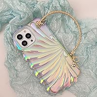 Cute Laser Conch Metal Flower Bracelet Wrist Chain Case for iPhone 14 Pro Max 13 12 11 Shockproof Protection Cover,b,for iPhone 14Pro