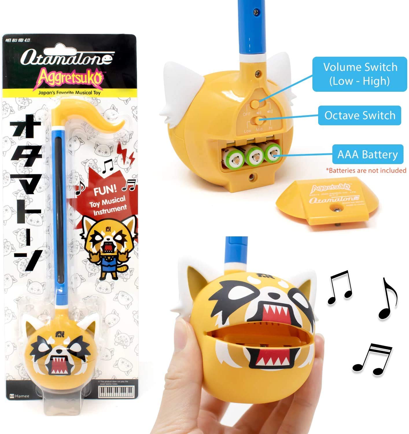 Special Edition Sanrio Otamatone (3 Pc. Set - Aggretsuko Sweet + Rage + Gudetama) - Electronic Musical Toy Instrument by Maywa Denki (Official Licensed) [Includes Song Sheet and English Instructions]