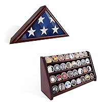 4 Row Challenge Coin Display and 3'x5' Flag Display Case