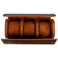 ULTECHNOVO Watch Roll for Dad, Watch Box Storage Roll, 3 Slots Elastic PU Watch Case- Leather Vintage Display Case Organizer for Watch Jewelry, Portable Use for Traveling