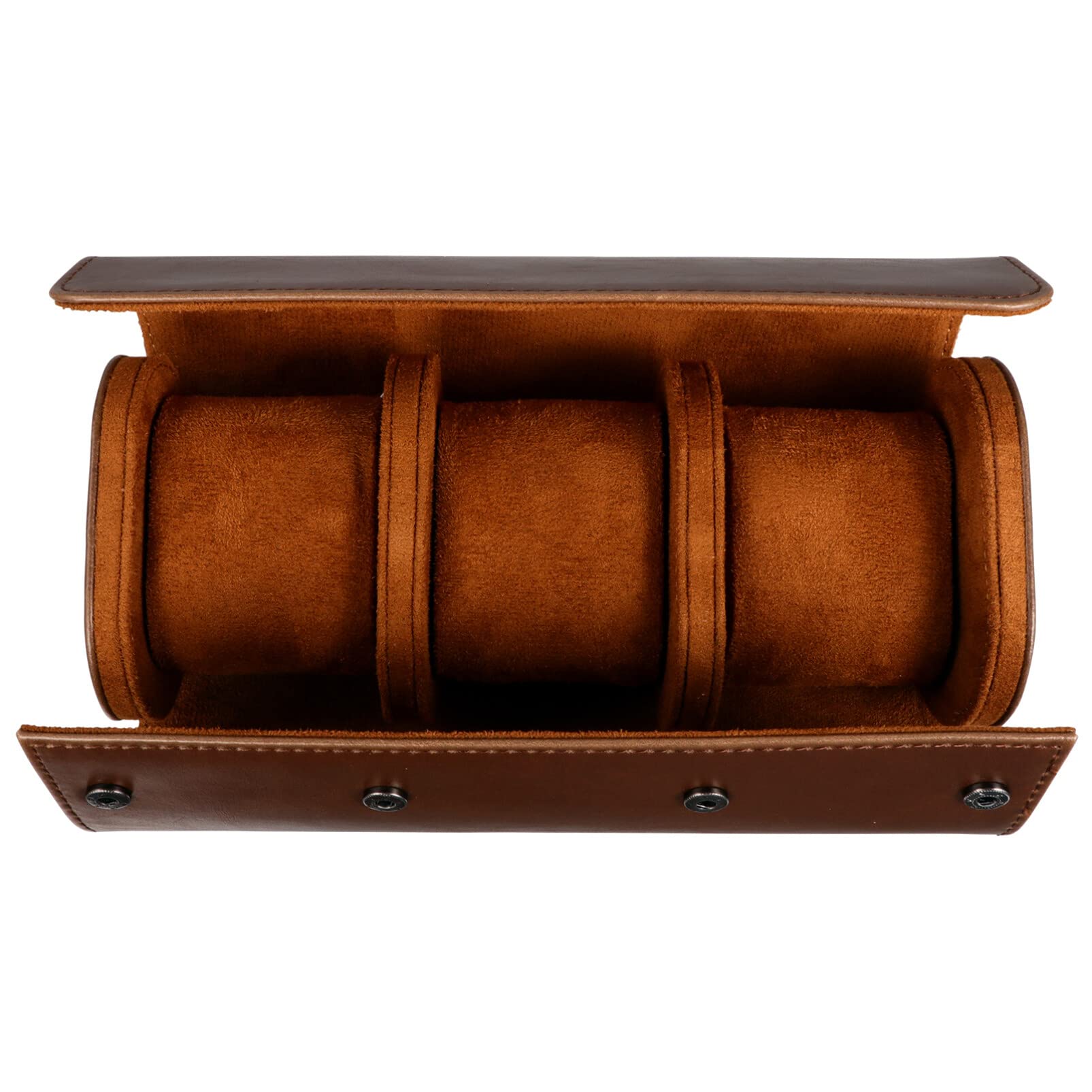 ULTECHNOVO Watch Box Storage Roll, 3 Slots Elastic PU Watch Case- Leather Vintage Display Case Organizer for Watch Jewelry, Portable Use for Traveling