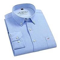 Oxford Clothing Men's Shirts Long Sleeves Solid Color Shirt Slim Fit Cotton Casual Social Shirt