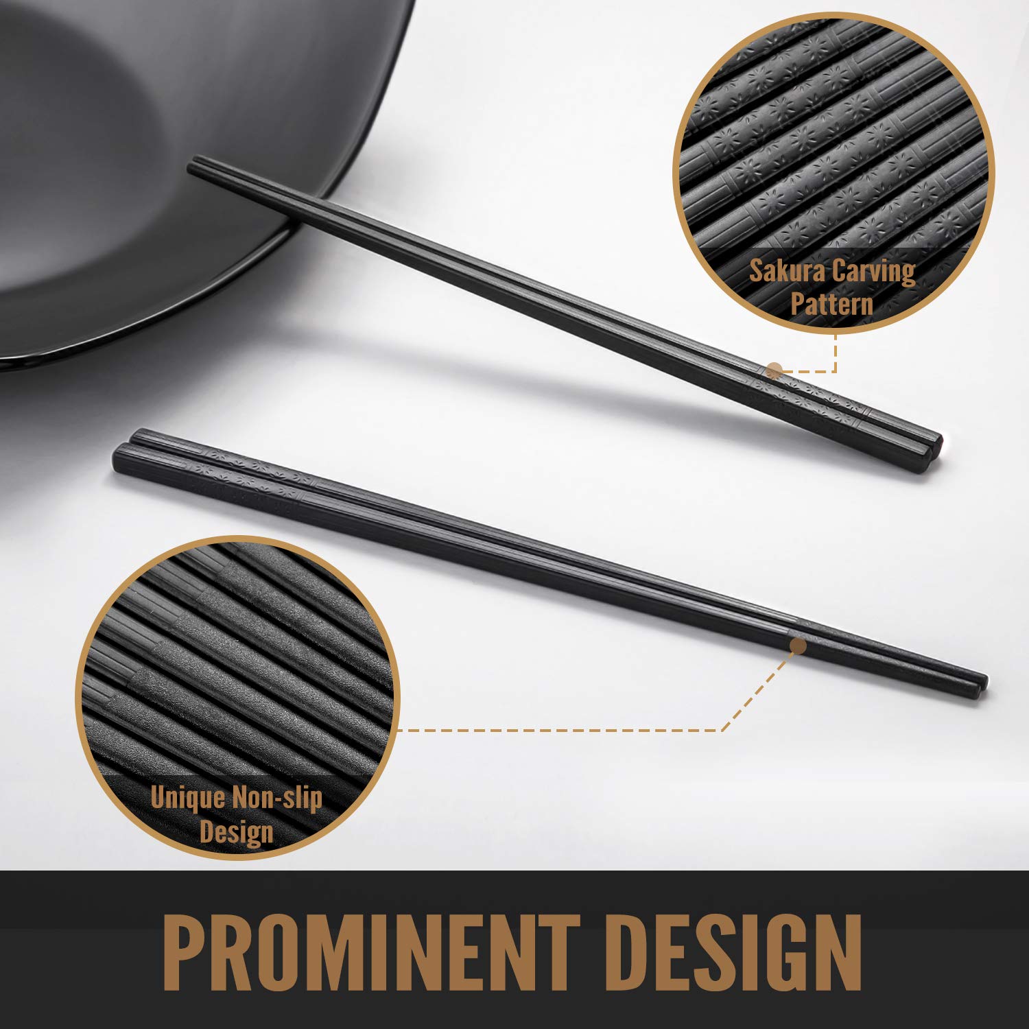 Mua Hiware 10 Pairs Fiberglass Chopsticks Reusable Chopsticks Dishwasher Safe 9 12 Inches