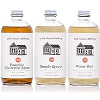 Pink House Alchemy Pumpkin Butternut Spice, Classic Simple and Winter Mint Simple Syrup 16 OZ 3 bottles