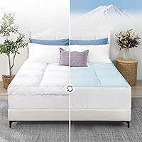 Marine Moon Mattress Topper Queen, Cooling Thick Bed Topper, Soft Plush Pillow Top Mattress Toppers, Down Alternative Mattress Pad Cover for Back Pain, Reversible All Season Pillow Topper, Deep Pocket