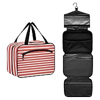 Stripes and Stripes Toiletry Bag for Women Travel Makeup Bag Organizer with Hanging Hook Cosmetic Bags Hanging Toiletry Bag for Women Men Travel Bag for Toiletries Accessories Brushes Bottle