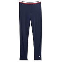 Tommy Hilfiger Girls' Stretch Jersey Leggings, Full-Length Pants with Classic Logo Trimming