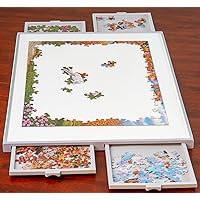 Bits and Pieces - 1000 Piece Puzzle Board with Drawers - Standard Pro Plateau - Lightweight Tabletop Deluxe Jigsaw Puzzle Organizer and Puzzle Storage System