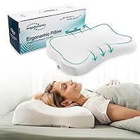 Cervical Pillow for Back and Neck Pain Relief - Ergonomic Orthopedic Pillow for Side, Back and Stomach Sleepers - Includes Dual Contour Memory Foam for Optimal Sleep and Neck Support