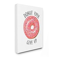 Stupell Industries Donut Give Up Phrase Minimal Pastry Food Pun Canvas Lisa Lane Wall Art, 16 x 20