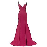 Glitter Mermaid Long V-Neck Prom Dresses with Slit for Women