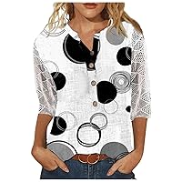 Women's Tunic Tops 3/4 Sleeve Shirts for Women Dressy Casual Tops with Three Quarter Length Sleeves Tunics for Women 2024 Womens Tee Tops Blouses for Women Fashion 2024 White L