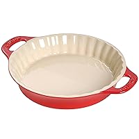 STAUB Ceramics Bakeware-Pie-Pans Dish, 9-inch, Cherry