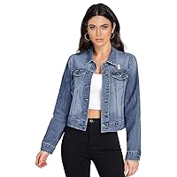 Hybrid & Company Women's Long Sleeve Denim Jackets Basic Button Down Jean Jacket with Pockets