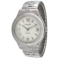 Timetech Men's Silver Textured Dial with Stainless Steel Expansion Bracelet Watch