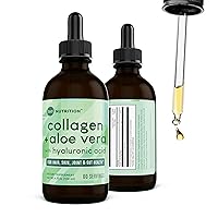 Liquid Collagen + Aloe Drops | Natural Detox, Radiant Skin, Cleansing and Digestion Support | 60 Servings Per Container (Collagen + Aloe)