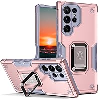 Magnetic Case for Samsung Galaxy S24ultra/S24plus/S24, Military Grade Cover with Invisible Stand Car Mount Holder Heavy Duty Protective,Pink,S24 Ultra (Gold,S24 Ultra)