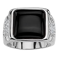 MRENITE 10K 14K 18K Gold Men's Natural Onyx Signet Rings Art Deco Retro Design Size 5 to 15 Engrave Name Birthday Anniversary Luxury Jewelry Gifts for Him