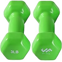 JFIT Dumbbell Hand Weight Pairs and Sets – Neoprene and Vinyl Dumbbell Pairs Options or 7 Neoprene Dumbbell Rack Set Options – Premium Non-Slip, Color Coded Hex Shaped Hand Weights